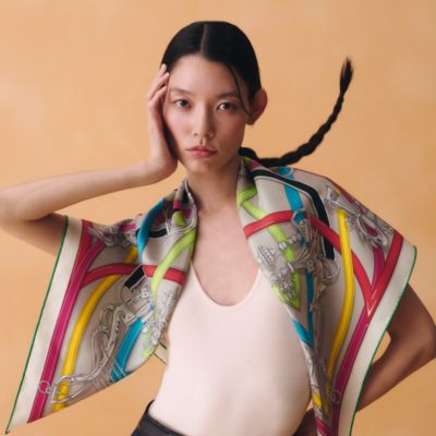 カシミヤマフラー 《クラン・ブロデ・ベルリンヌ》 - グレー | Hermès